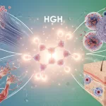 HGH Human Growth Hormone molecular structure medical illustration